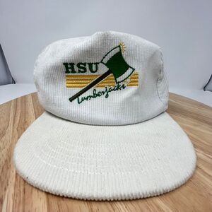 RARE HSU Humboldt Lumberjacks Vintage White Corduroy Snap back Cap